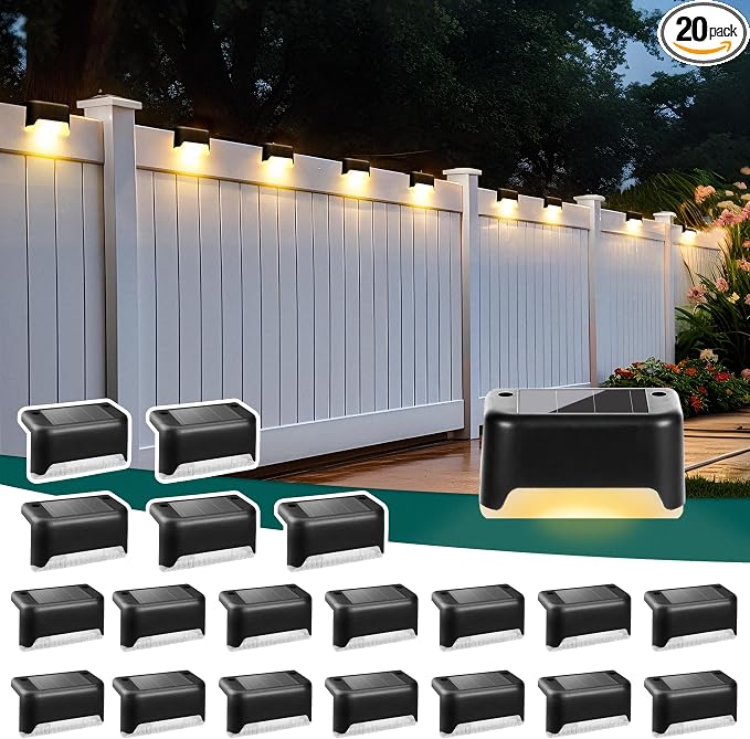 SOLPEX Solar Deck Lights Outdoor 20 Pack, Solar Step Lights Waterproof Led by Solpex