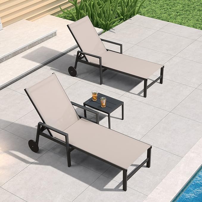 PURPLE LEAF Patio Chaise Lounge 4 Pieces Aluminum Recliner Chair - Image 3