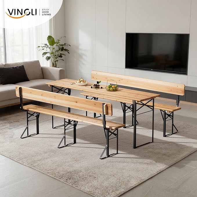 VINGLI 70 Inch Folding Picnic Tables and Chair Set - Image 7