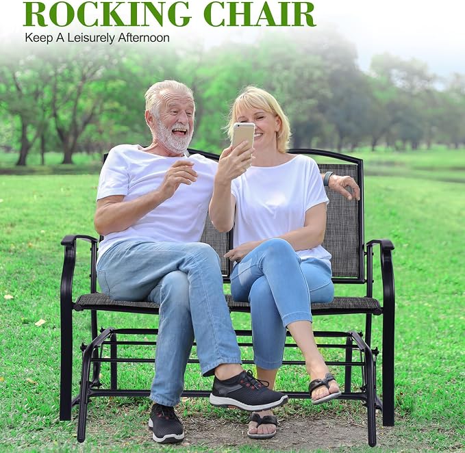 Backyard Expressions 2-Person Outdoor Glider Bench, Patio Double Swing Rocking - Image 5