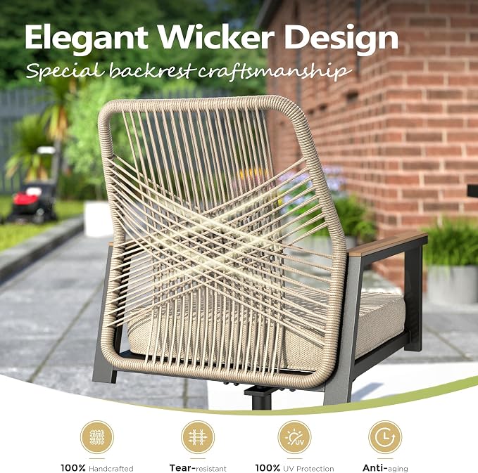 Patio Wicker Swivel Chair Sets of 8, Outdoor Dining Chairs - Image 7