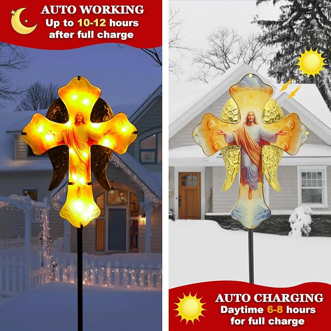 Solar Jesus Cross Garden Lights - Image 5