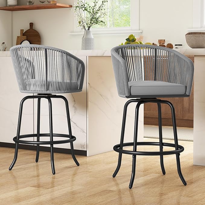 YITAHOME Counter Height Bar Stools Set of 2, Outdoor Bar Stools by YITAHOME
