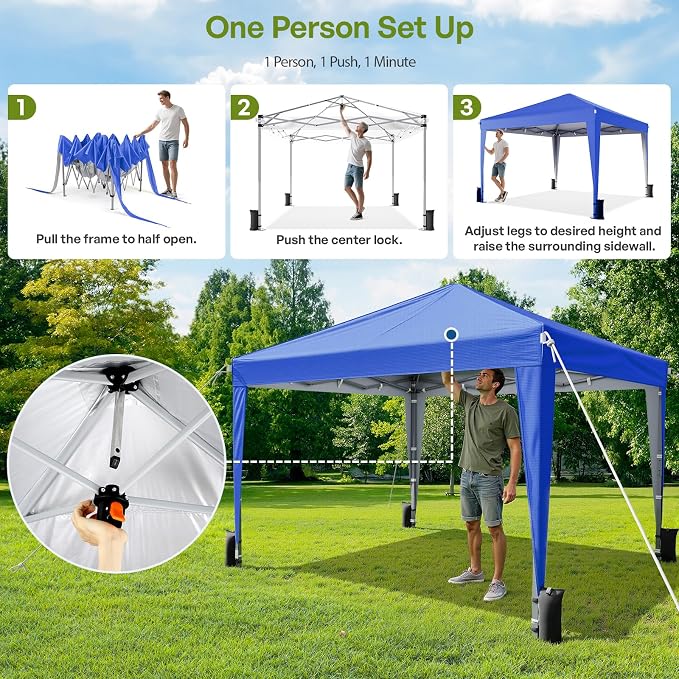 10x10 Pop Up Canopy with Sidewalls, Outdoor Instant Canopy Tent with Carry Bag - Image 2