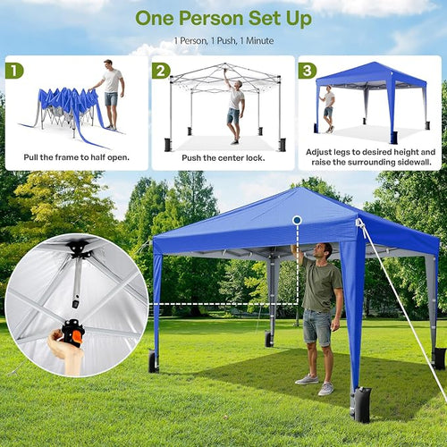 10x10 Pop Up Canopy with Sidewalls, Outdoor Instant Canopy Tent with Carry Bag - Image 2