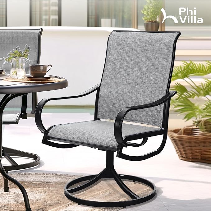 PHI VILLA Patio Swivel Dining Chairs Set of 4, Outdoor Chair - Image 2