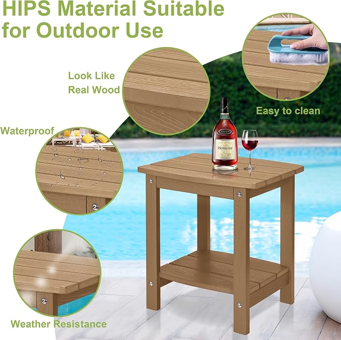 Y&M Outdoor Side Table, HIPS Adirondack Small Double Layer Table, Waterproof - Image 4