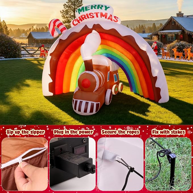 9FT Christmas Inflatables Rainbow Arch - Image 6