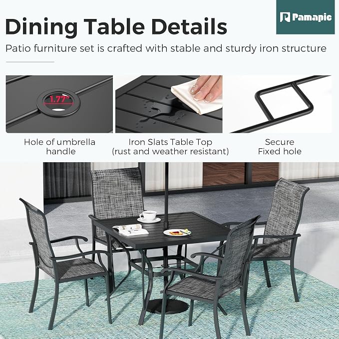 5-Piece Outdoor Dining Set, Patio Furniture Set - Image 6