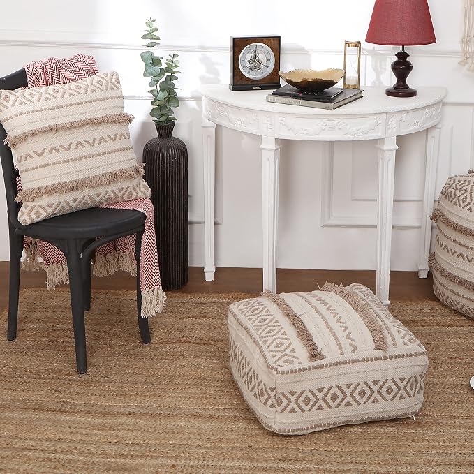 REDEARTH · UNSTUFFED Pouf Ottoman Cover Textured Storage Cube Bean Bag Poof - Image 2