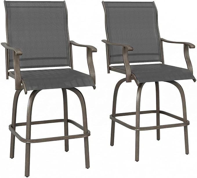 Outsunny Set of 2 Outdoor Swivel Bar Stools by Outsunny