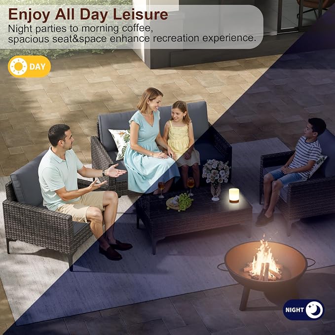 4-Piece Patio Furniture Set, Outdoor Wicker Patio Conversation Set - Image 8