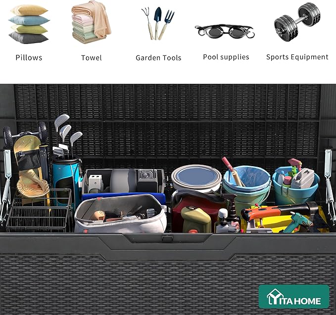 YITAHOME 100 Gallon Outdoor Storage Box, Large Water Resistant Resin Deck Box - Image 3
