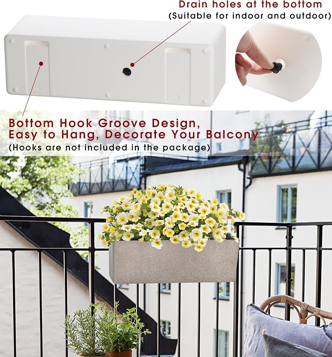 GardenBasix Elongated Self Watering Planter Pots Window Box 5.5 x 16 inch - Image 5