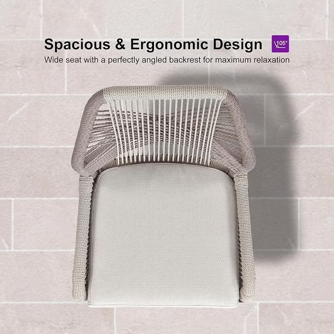 PURPLE LEAF Patio Bar Stool Bar Height Set of 4 Outdoor Rattan Chairs - Image 4
