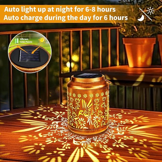 Brizled Hummingbird Solar Lanterns, 2 Pack Outdoor Lanterns Christmas Birthday - Image 2