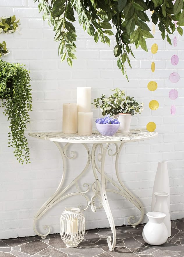 Safavieh Outdoor Collection Annalise Antique White Accent Table - Image 5
