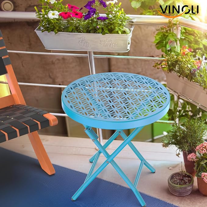 VINGLI Patio Folding Side Table, Small Outdoor Table - Image 7