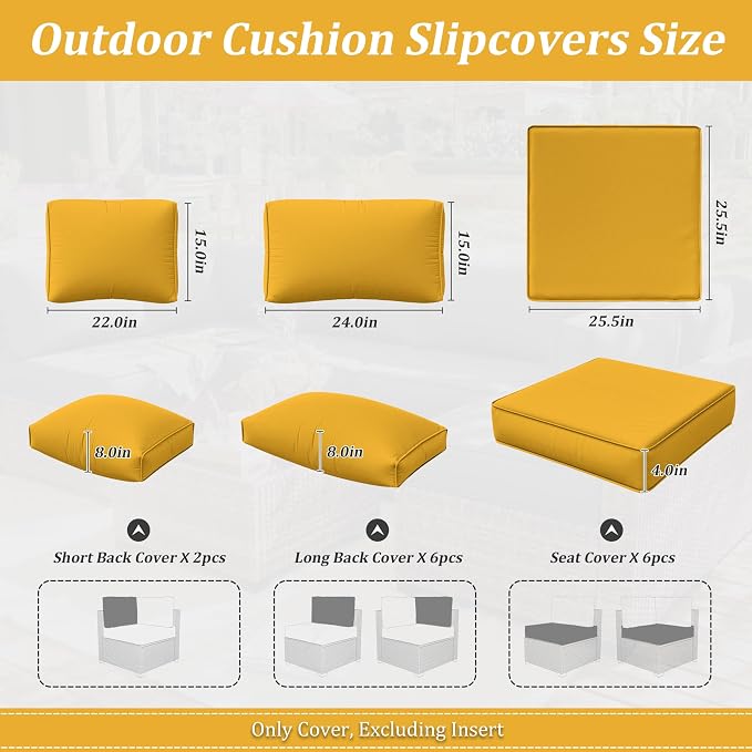 14 Pcs Outdoor Cushion Slipcovers Outdoor Patio Cushion Covers Replacement - Image 3