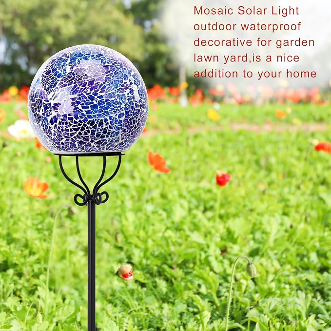 VCUTEKA Solar Outdoor Lights Garden Decor Mosaic Solar Garden Lights Waterproof - Image 5