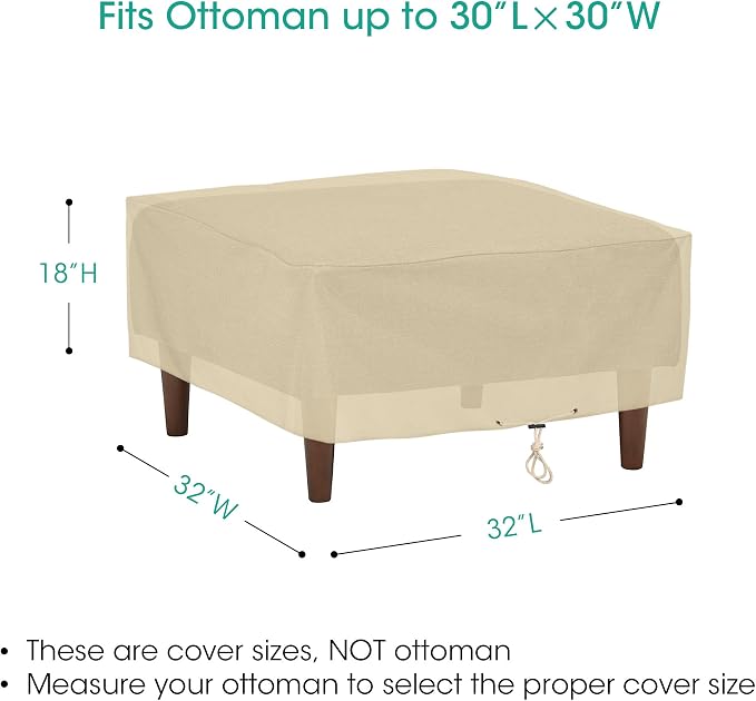 SunPatio Outdoor Ottoman Cover, Heavy Duty Waterproof Square Coffee Table Cover - Image 2