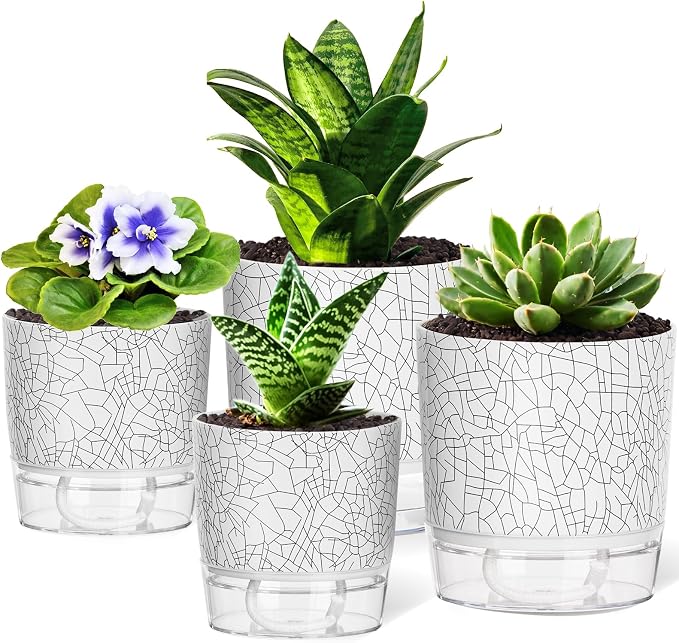 4 Pack Self Watering Pots for Indoor Plants, Plant Pots for African Violet by Unknown