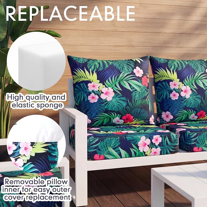 Hoteam 4 Set Outdoor Chair Patio Cushions 20 x 20 Inch Deep Seat Waterproof - Image 5