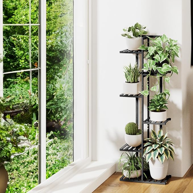 ROSSNY 48 Inch Tall Plant Stand Indoor, 6 Tier 7 Potted Bamboo Plant Stands - Image 4