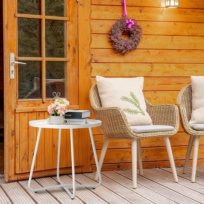 danpinera Outdoor Side Tables, Weather Resistant Steel Patio Side Table - Image 9