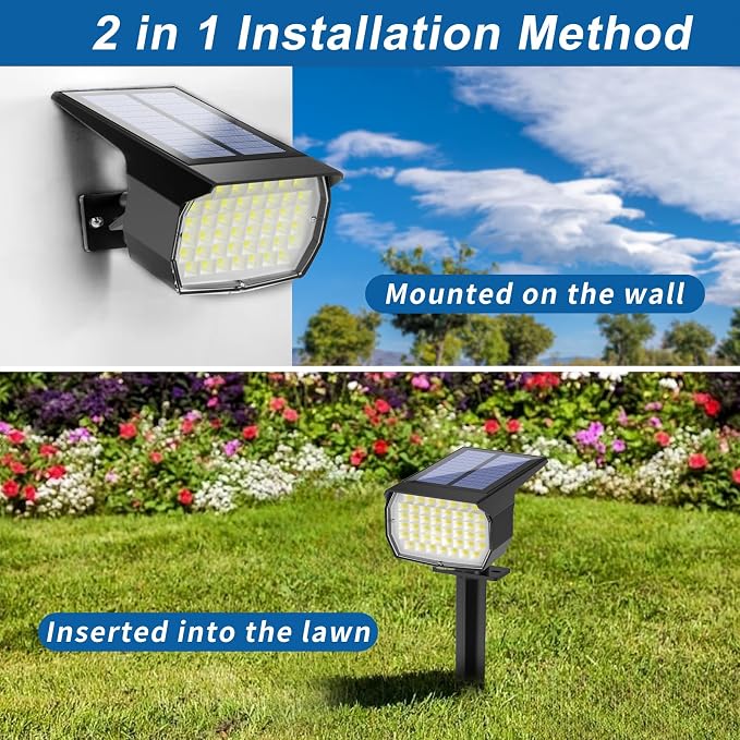 Solar Spot Lights Outdoor Waterproof IP65, 2 Pack Landscape Spotlights - Image 4
