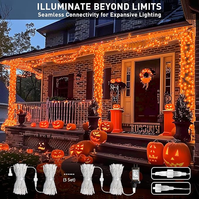 JMEXSUSS 150LED Orange Halloween Lights Indoor Outdoor, Connectable Christmas - Image 2