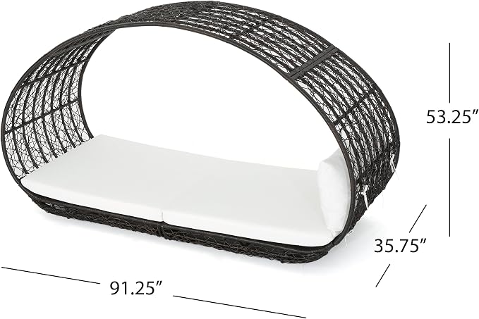 GDFStudio Bedford Outdoor Wicker Overhead Canopy Daybed w/Water Resistant - Image 3
