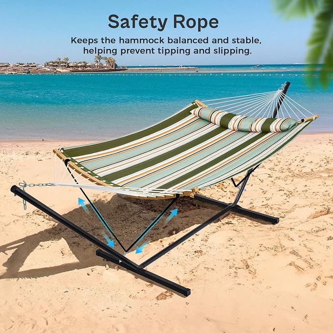 SUPERJARE Hammock with Stand, 2 Person Heavy Duty Hammock with Padded Cotton - Image 5
