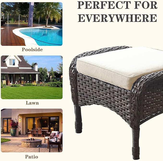 Belord Outdoor Ottomans for Patio Foot Rest - Image 7