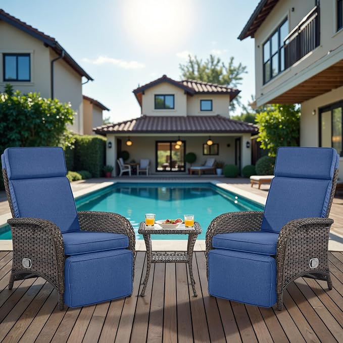 Belord Versatile Outdoor Recliner Chair Set of 3 by Belord