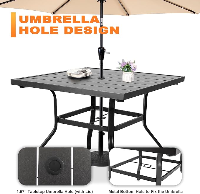 NUU GARDEN 5 Piece Outdoor Dining Set, Iron Patio Furniture Set - Image 4