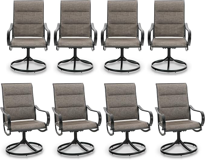 PHI VILLA Patio Swivel Dining Chair, Outdoor Metal Chairs by PHIVILLAThepioneerofcomfortablehouseholdsupplies