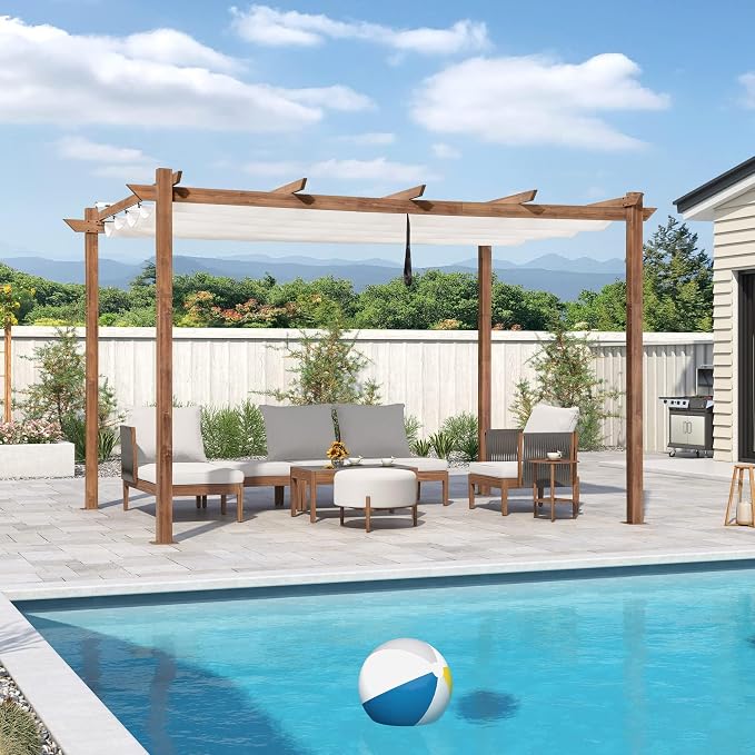 PURPLE LEAF 10' x 13' Outdoor Retractable Pergola by PURPLELEAF