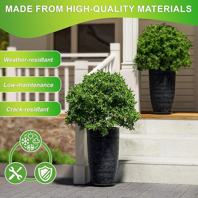 QCQHDU Set of 2 Large Tall Blue Planters - Image 3