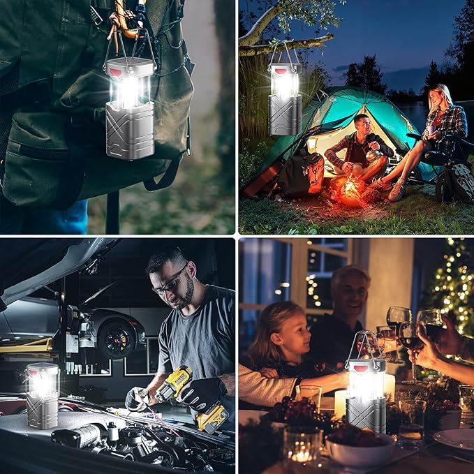 LETMY 4 Pack Camping Lantern, Rechargeable LED Lanterns, Solar Lantern Battery - Image 6