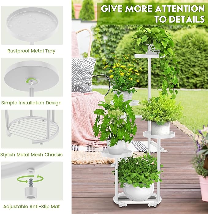TOSKING 5 Tier Metal Plant Stand Indoor, Plant Shelf, Corner Shelf Flower Pot - Image 8
