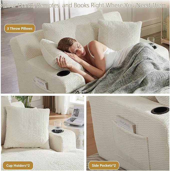 Oversized Chaise Lounge Chair Indoor, Upholstered Boneless Cloud Couch Chair - Image 6