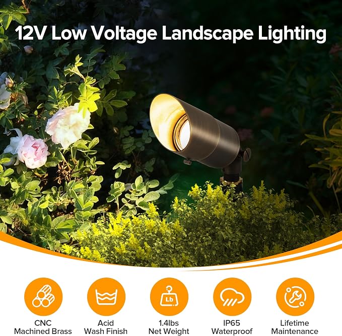 LUTEC Solid Brass Low Voltage Landscape Lighting, 12V Heavy Duty Waterproof - Image 2