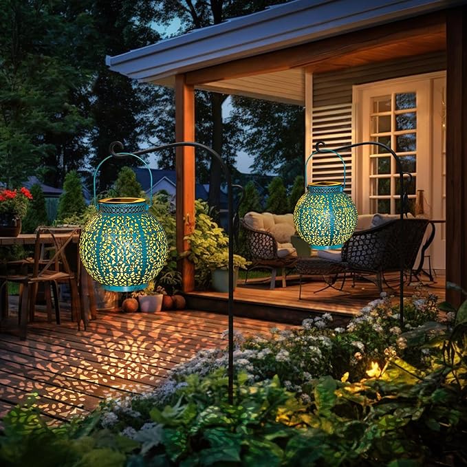 TAKE ME 2 Packs Solar Lanterns Outdoor Lights Waterproof Garden Lanterns - Image 5