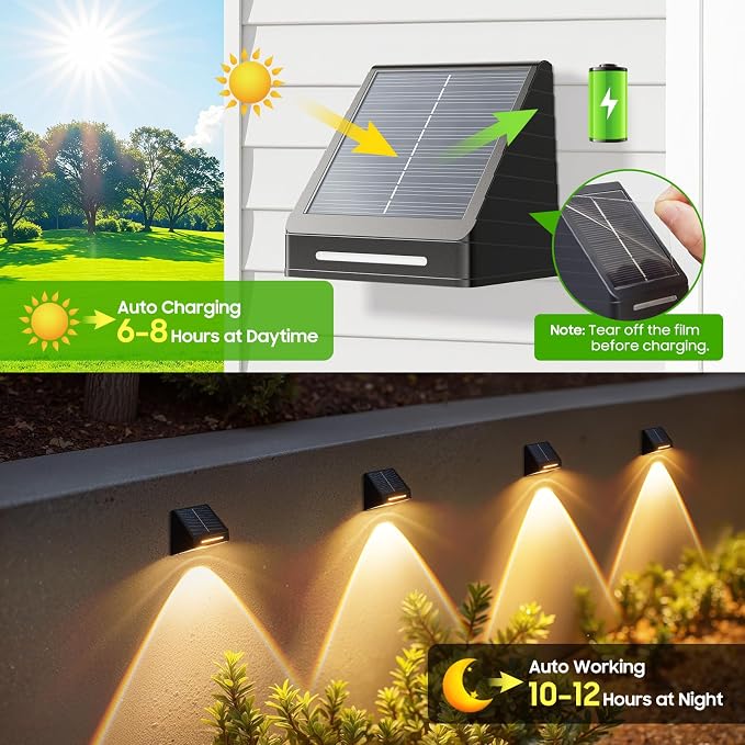 LETMY Solar Fence Lights Outdoor 8 Pack - Image 3
