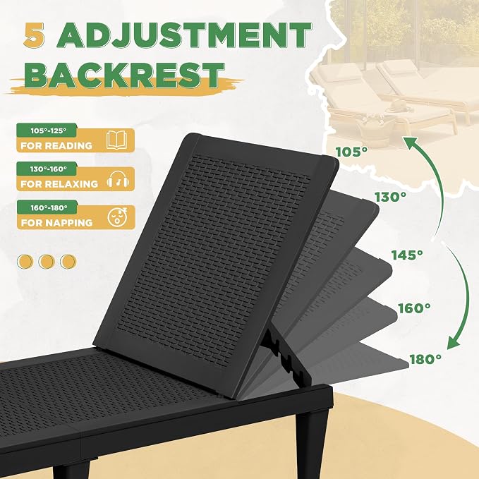 Greesum Outdoor Chaise Lounge Chairs Set of 4 - Image 7