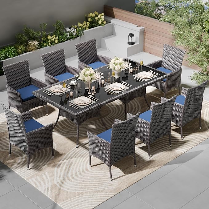 Kullavik 10-Piece Outdoor Dining Set Patio Rattan Furniture Set, Patio Dining - Image 8