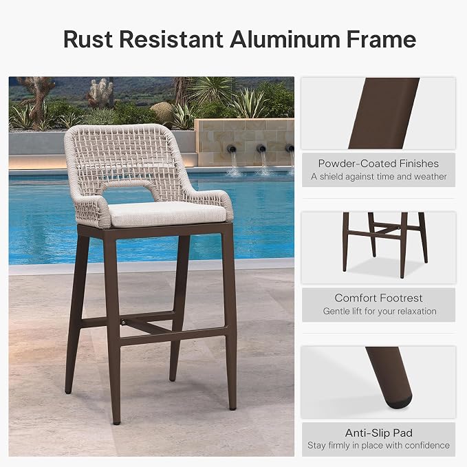 PURPLE LEAF Bar Stool 1 Piece Bar Height Metal Chair - Image 7