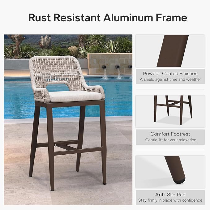 PURPLE LEAF Bar Stools Set of 4 Bar Height Metal Bar Chairs - Image 7