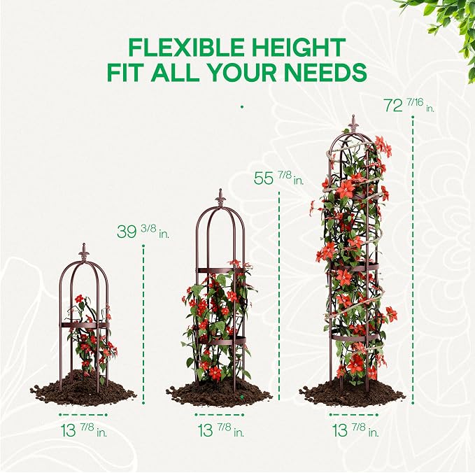 Idzo Trellis for Climbing Plants Outdoor, Garden Trellis Steel, Obelisk Design - Image 5
